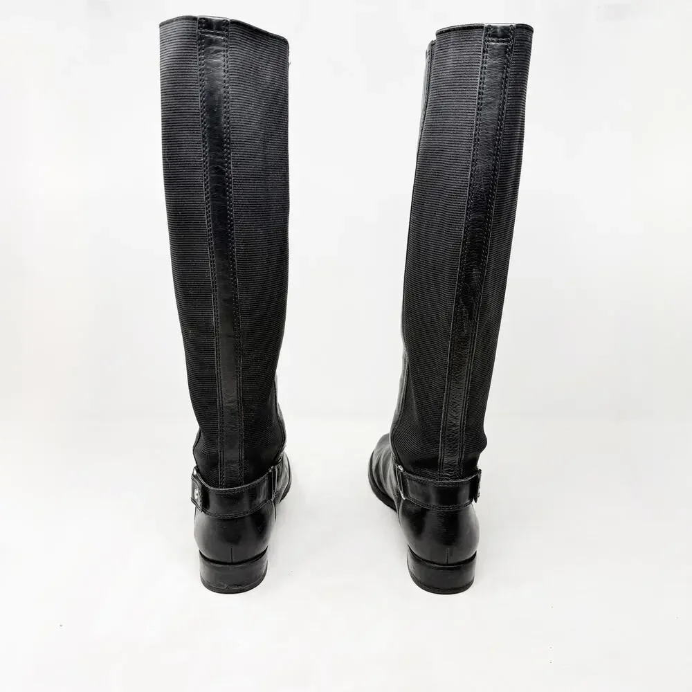 [Stuart Weitzman] Black Leather Accummulate Tall Knee High Riding Boots Size 7.5